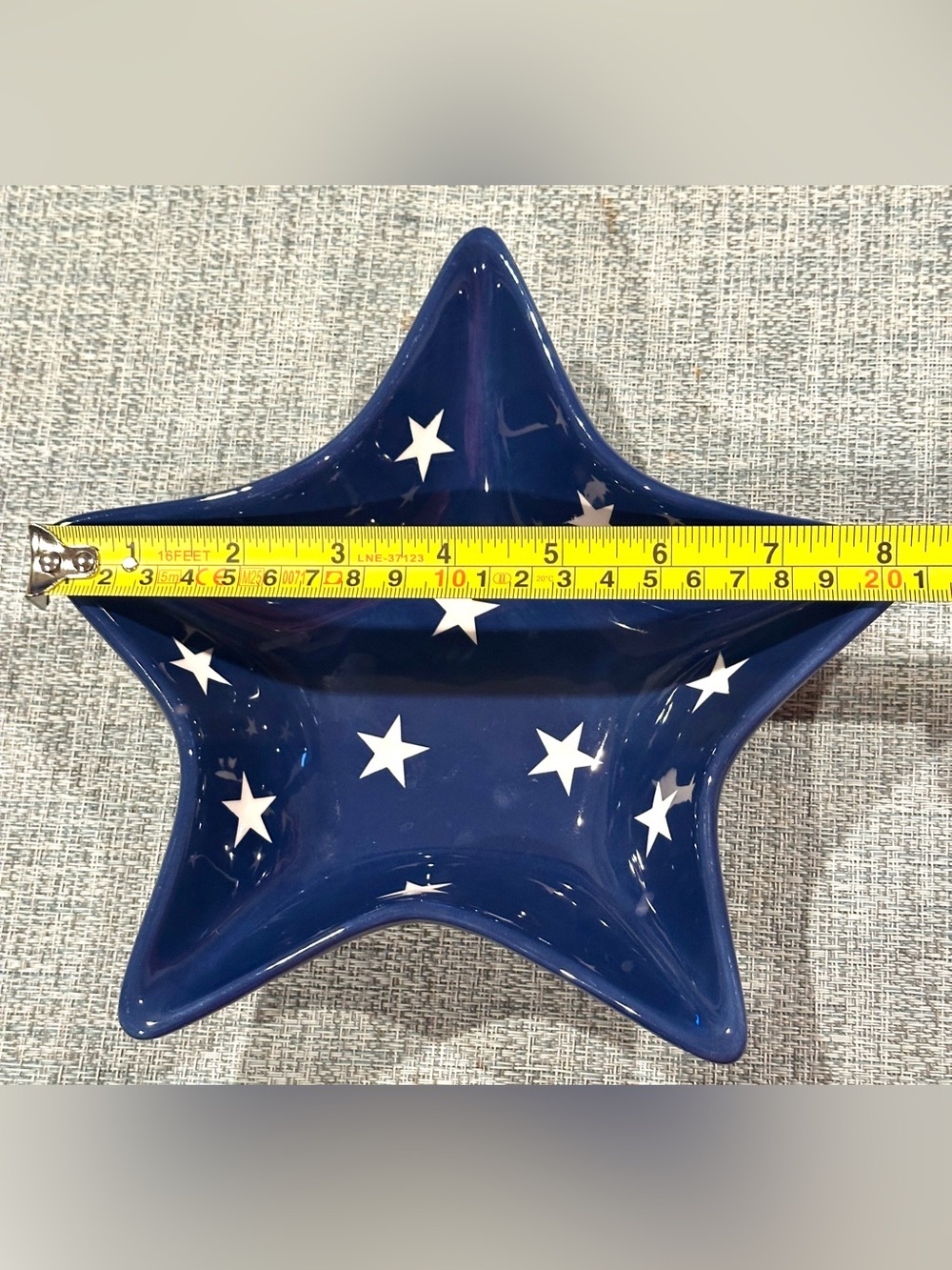 Sur La Table American Patriotic Navy Blue White Star Bowl 8" Ceramic Dish NEW - Picture 6 of 7
